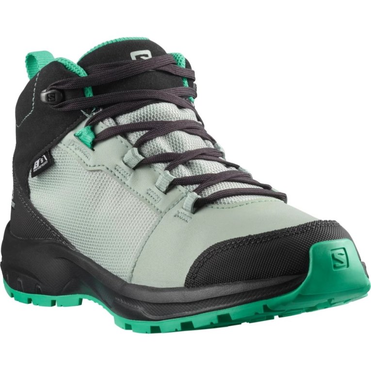 Black / Mint Salomon Outward CSWP Kids' Hiking Shoes | IE TK0351